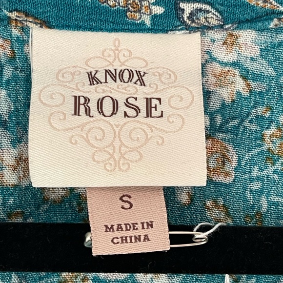 Knox Rose Boho Teal Blue Floral Dress Prairie Cottage Oversized Small - Picture 3 of 7